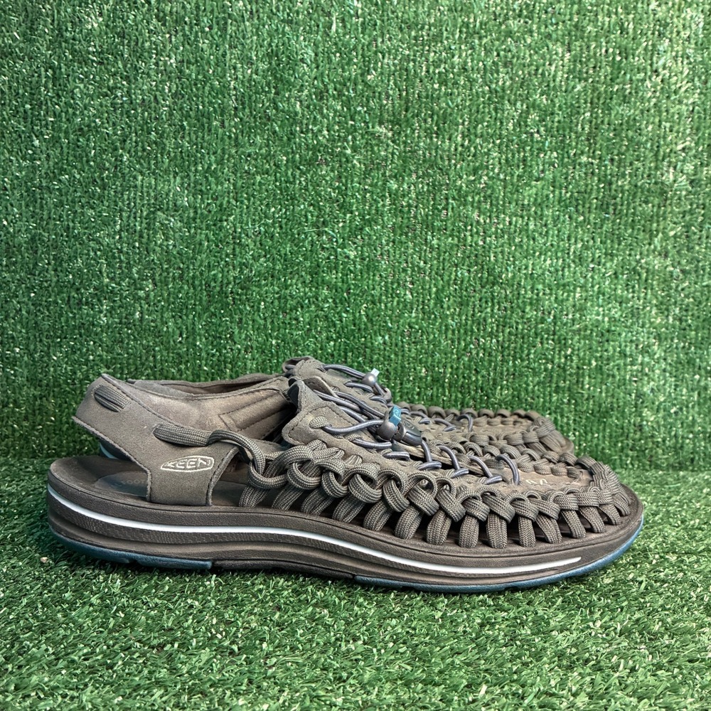 KEEN Uneek Two Cord Woven Bungee Outdoor Gorpcore Sandal Shoes Grey Mens Sz 11.5